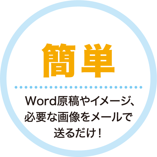 簡単 Word原稿やイメージ、必要な画像をメールで送るだけ！