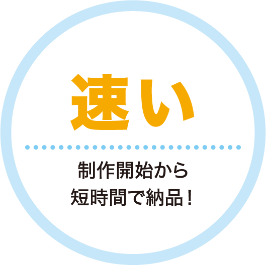 速い 制作開始から短時間で納品！